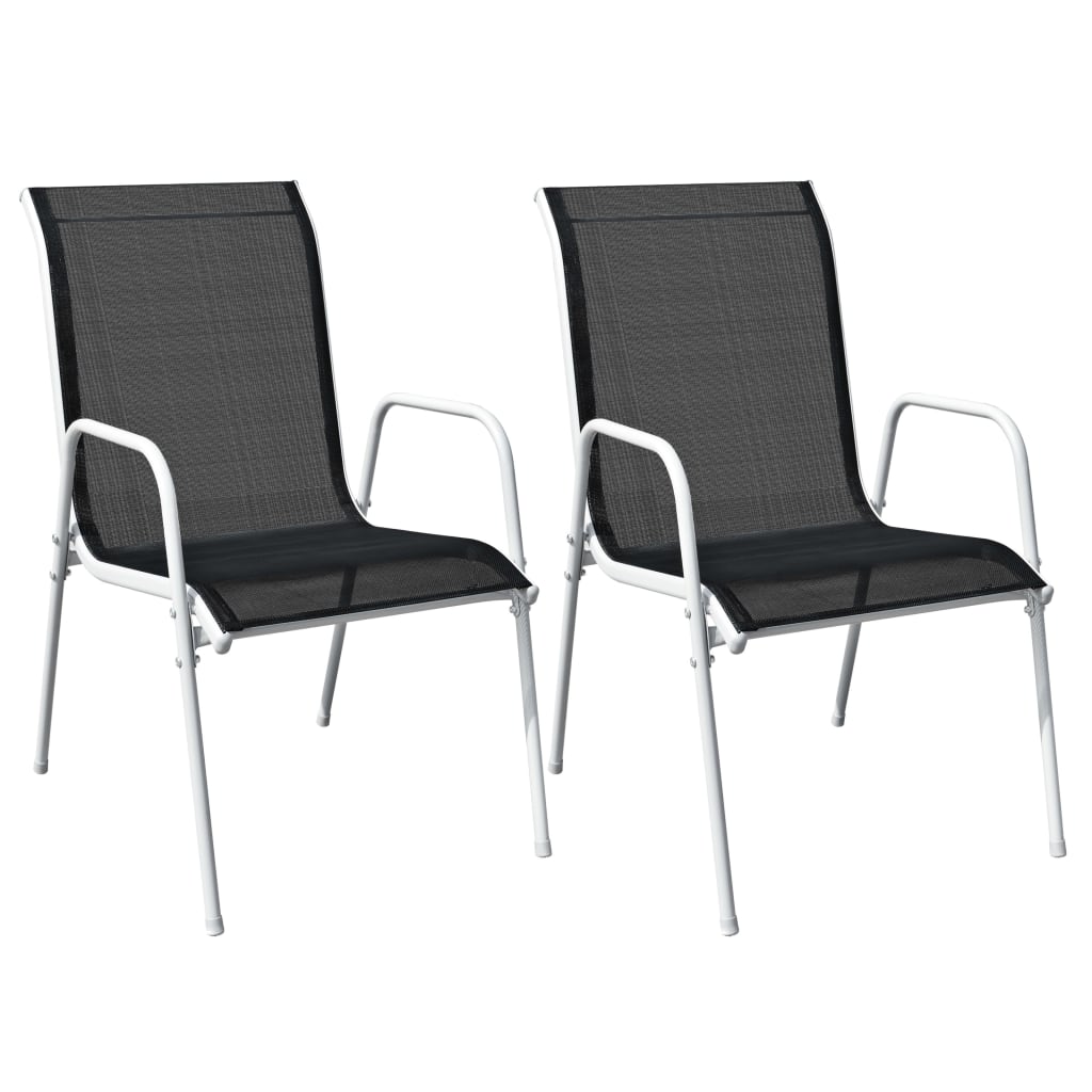 Garden Furniture Set | Black and grey | Powder-coated steel and textilene