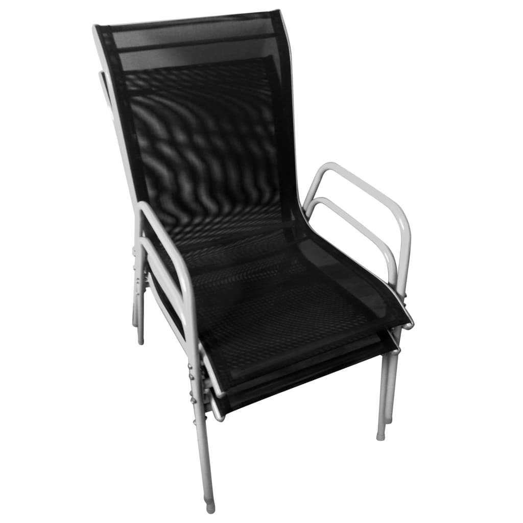 Garden Furniture Set | Black and grey | Powder-coated steel and textilene