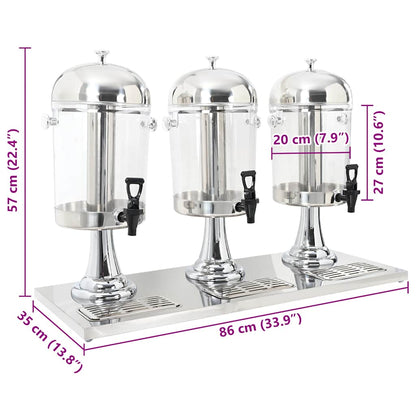 Triple Juice Dispenser Stainless Steel 3 x 8 L