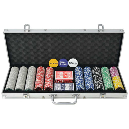 80184 vidaXL Poker Set with 500 Laser Chips Aluminium