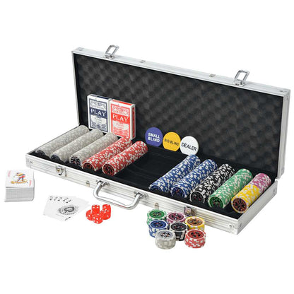 80184 vidaXL Poker Set with 500 Laser Chips Aluminium