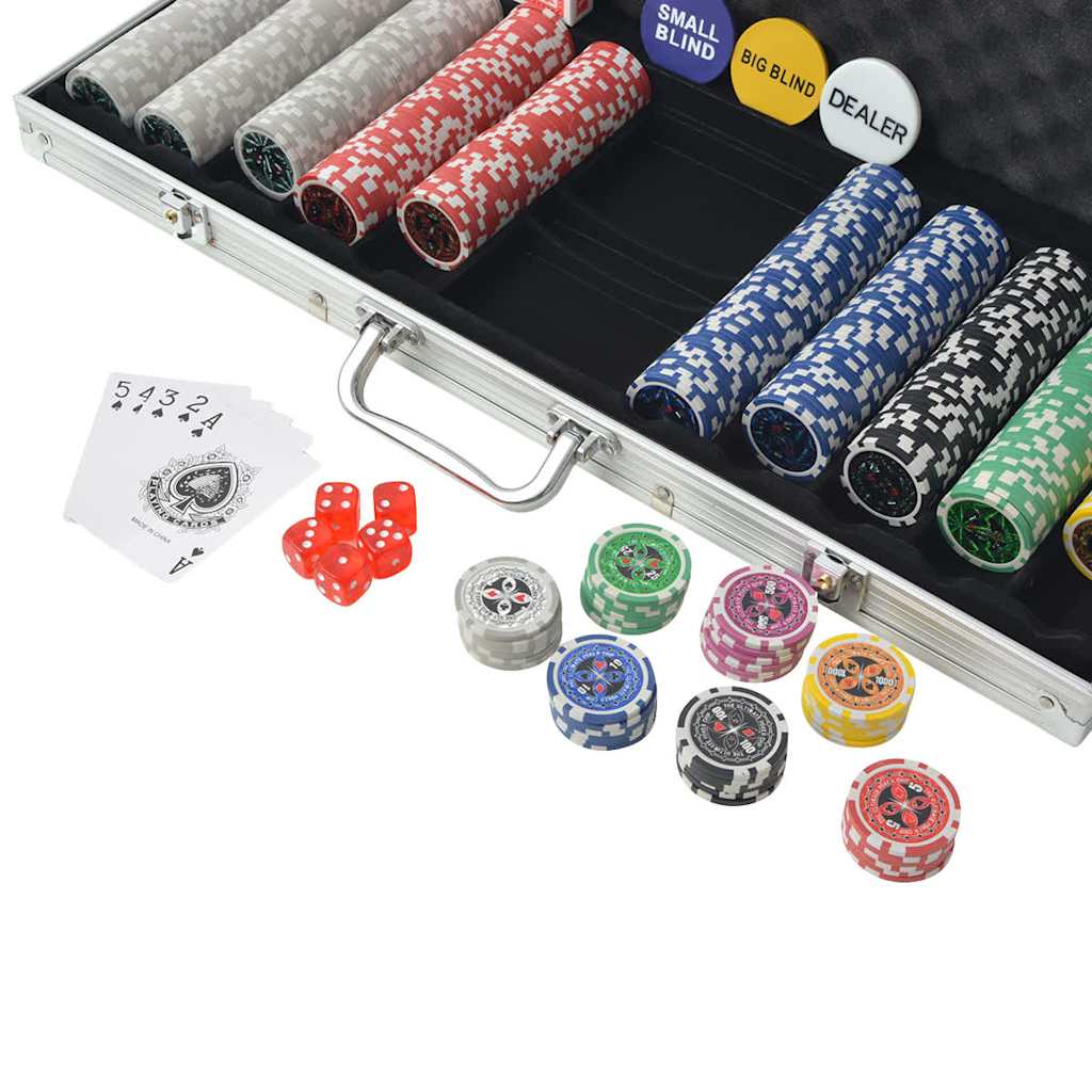 80184 vidaXL Poker Set with 500 Laser Chips Aluminium
