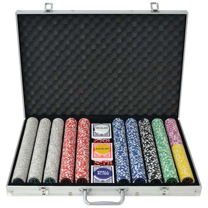 80185 vidaXL Poker Set with 1000 Laser Chips Aluminium
