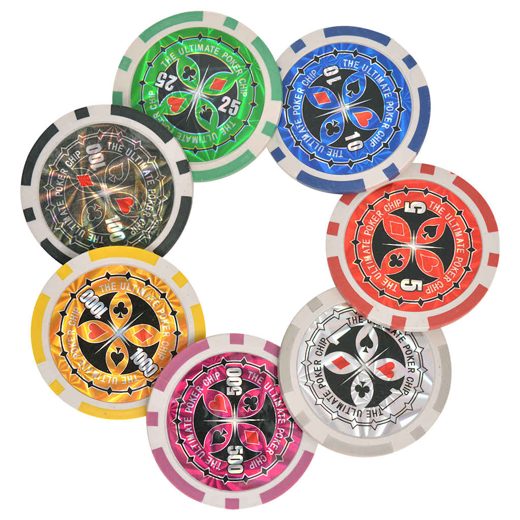 80186 vidaXL Combine Poker/Blackjack Set with 600 Laser Chips Aluminium