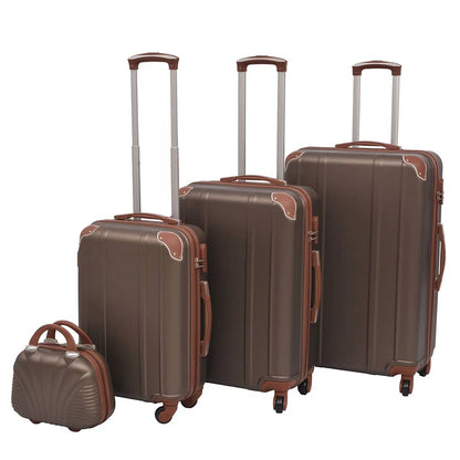 91194 vidaXL Four Piece Hardcase Trolley Set Coffee