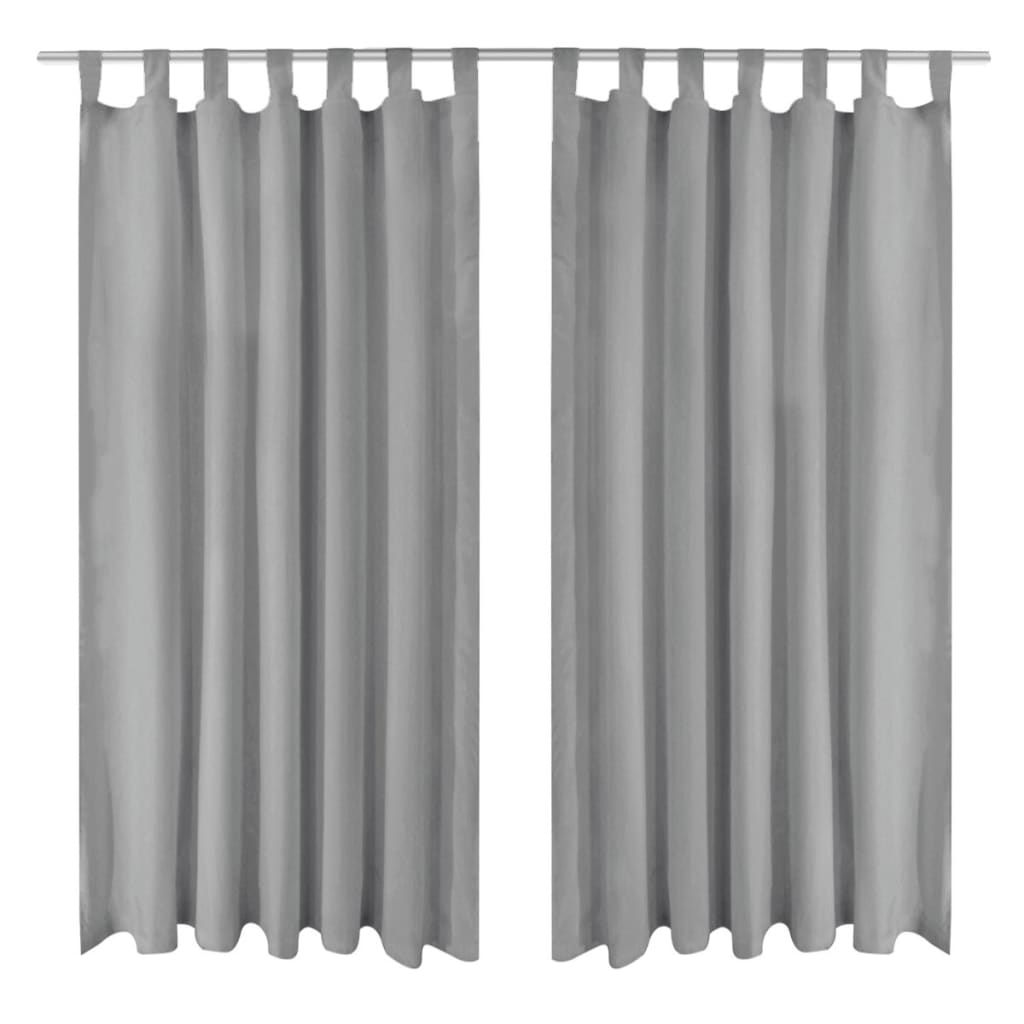 Micro-Satin Curtains 2 pcs with Loops 140x175 cm Grey