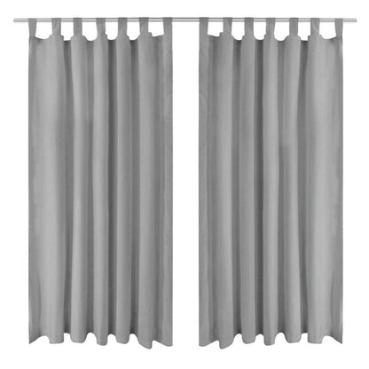 Micro-Satin Curtains 2 pcs with Loops 140x175 cm Grey