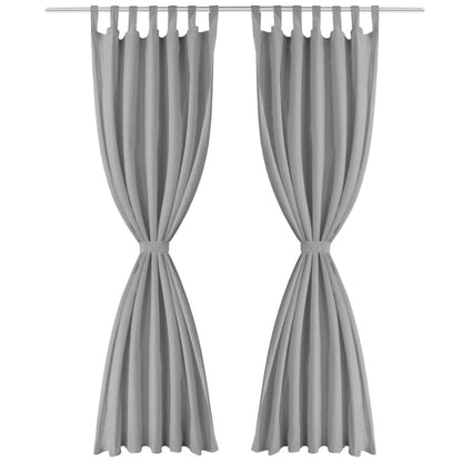 Micro-Satin Curtains 2 pcs with Loops 140x175 cm Grey