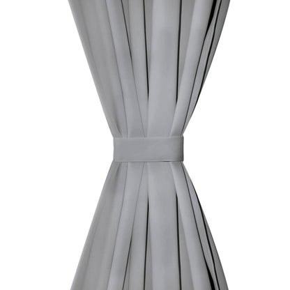 Micro-Satin Curtains 2 pcs with Loops 140x175 cm Grey