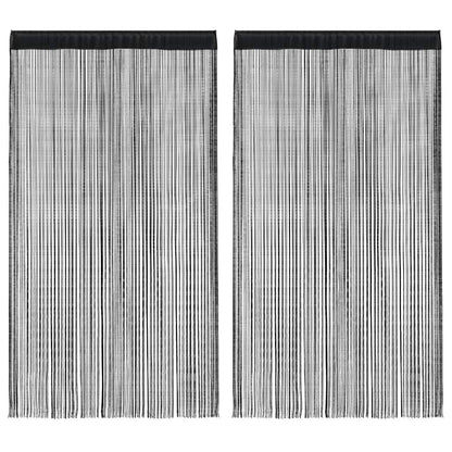 String Curtains 2 pcs 140x250 cm Black