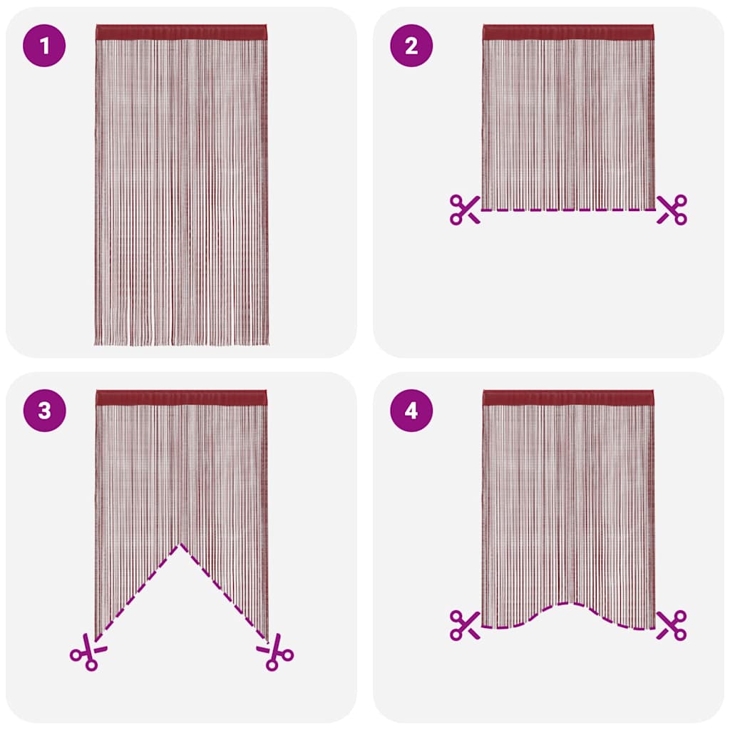 String Curtains 2 pcs 140x250 cm Burgundy