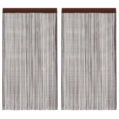 String Curtains 2 pcs 100x250 cm Brown