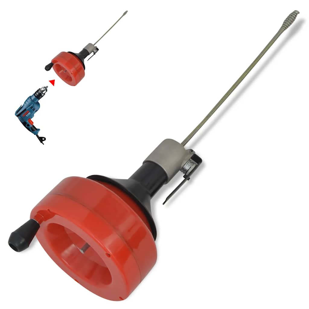 141883 vidaXL Manually/Drill Operated Pipe Cleaner 8 m