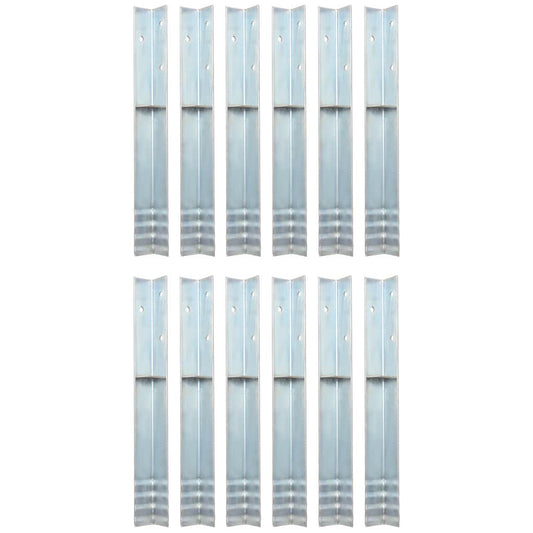 142302 vidaXL L-shaped Ground Anchors 12 pcs Galvanised Steel 5x5x50 cm
