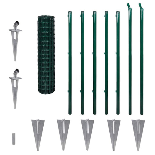 142383 vidaXL Euro Fence Steel 10x1,2 m Green