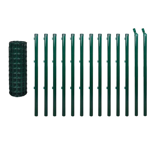 142398 vidaXL Euro Fence Steel 25x0,8 m Green
