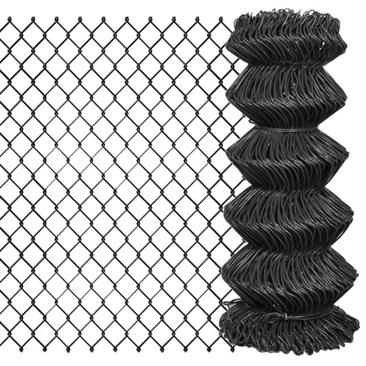 142428 vidaXL Chain Link Fence Steel 25x0,8 m Grey