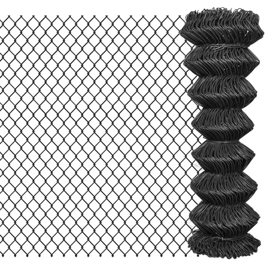 142430 vidaXL Chain Link Fence Steel 25x1,25 m Grey