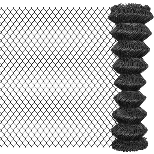 142431 vidaXL Chain Link Fence Steel 25x1,5 m Grey