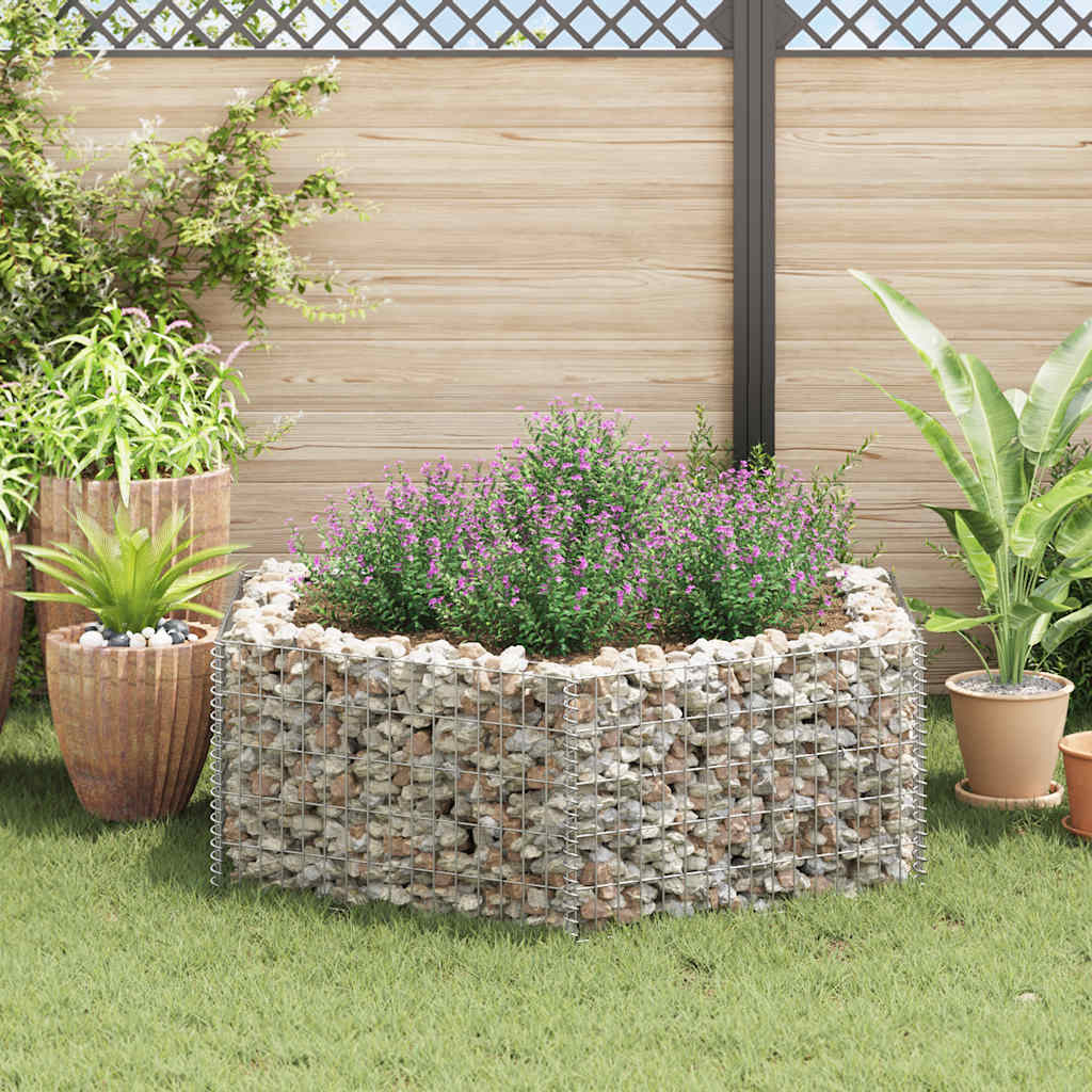 Gabion Raised Bed | Silver | Galvanised Steel | 160x140x50 cm