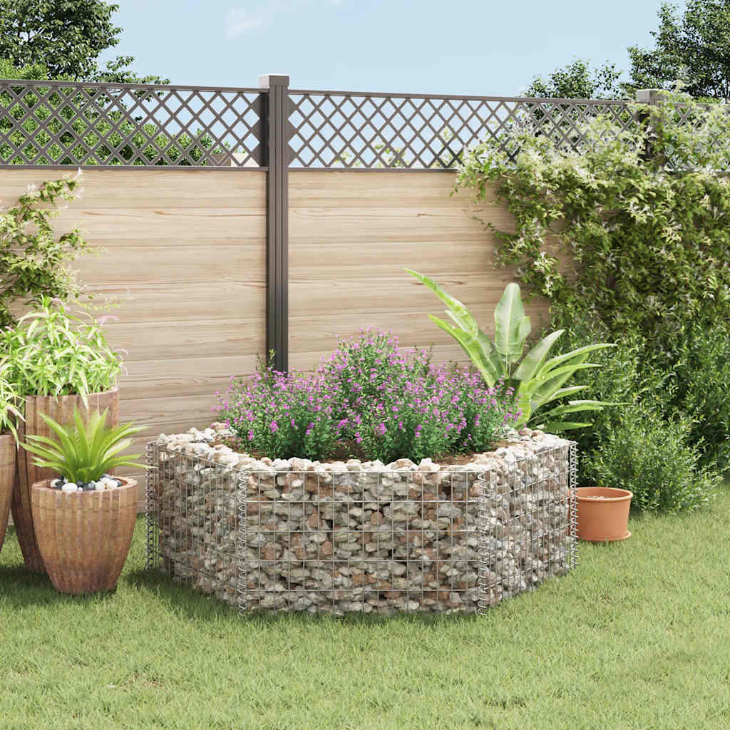Gabion Raised Bed | Silver | Galvanised Steel | 160x140x50 cm