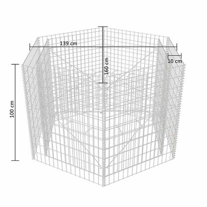 Hexagonal Gabion Raised Bed 160x140x100 cm
