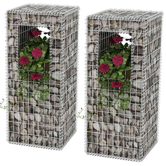142544 vidaXL Gabion Basket Posts/Planters 2 pcs Steel 50x50x120 cm