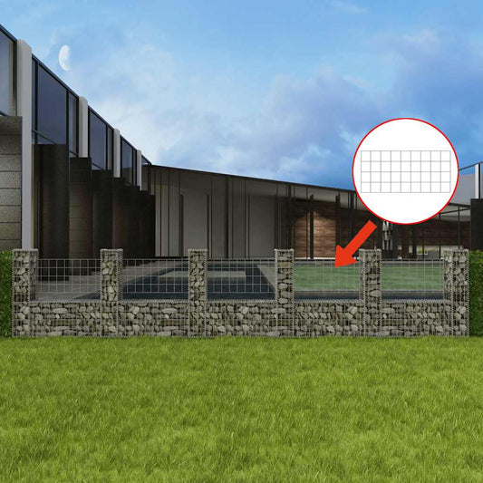 142547 vidaXL Gabion Basket U-Shape Galvanised Steel 570x20x100 cm