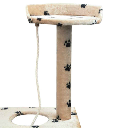 Cat Tree with Sisal Scratching Posts 150 cm Paw Prints Beige