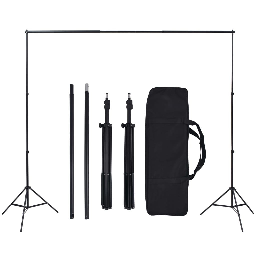 190205 vidaXL Photo Studio Kit with 5 Coloured Backdrops and Adjustable Frame