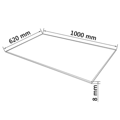 Table Top Tempered Glass Rectangular 1000x620 mm