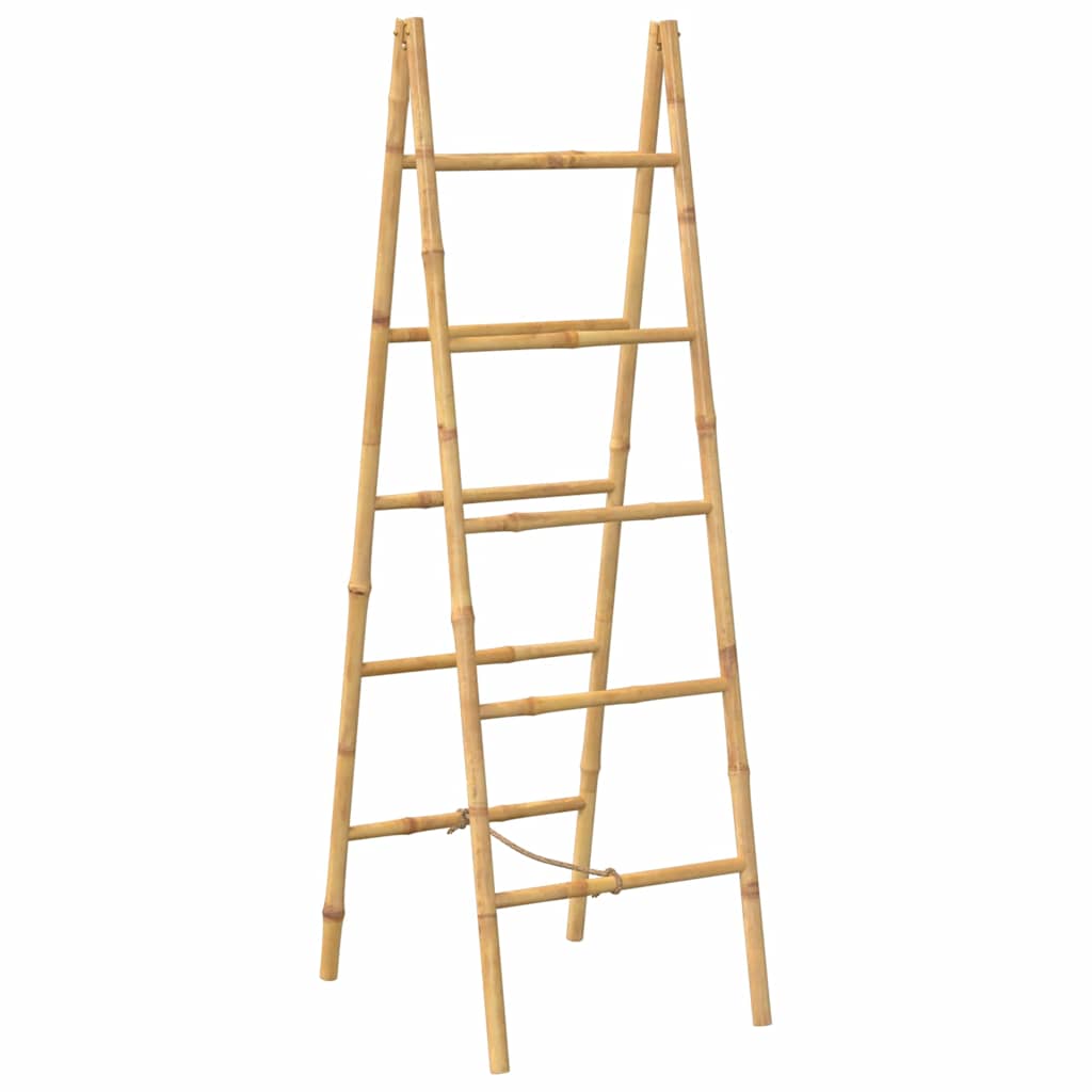 Double Towel Ladder with 5 Rungs Bamboo 50x160 cm