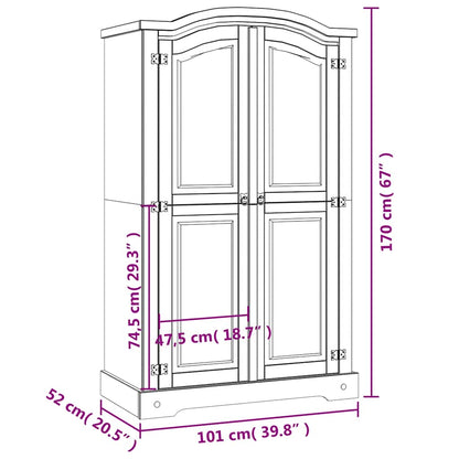 243732 vidaXL Wardrobe Mexican Pine Corona Range 2 Doors