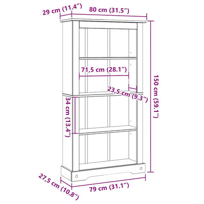 243743 vidaXL 4-Tier Bookcase Mexican Pine Corona Range 80x29x150 cm