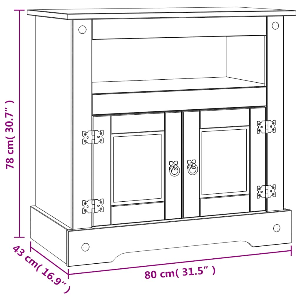 TV Cabinet Mexican Pine Corona Range 80x43x78 cm