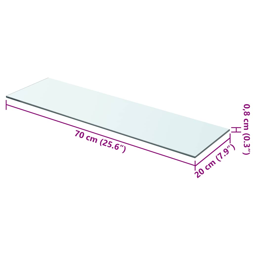 Shelf Panel Glass Clear 70x20 cm