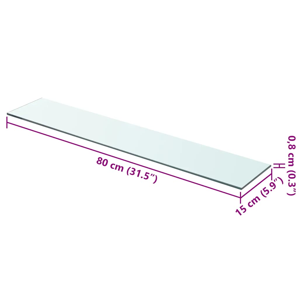Shelf Panel Glass Clear 80x15 cm