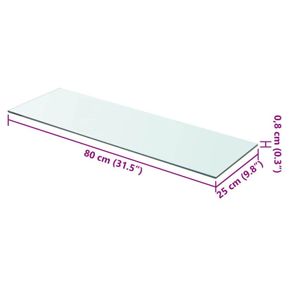 Shelf Panel Glass Clear 80x25 cm