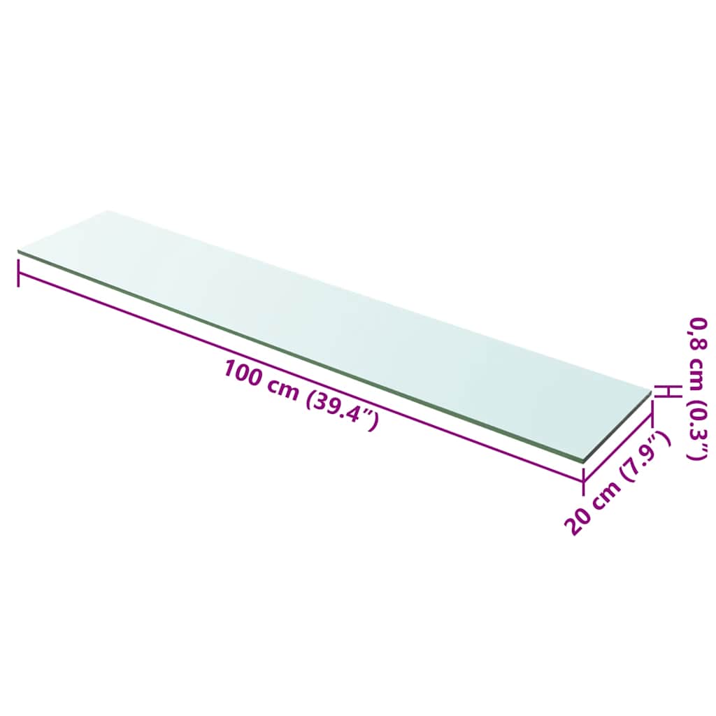 Shelf Panel Glass Clear 100x20 cm
