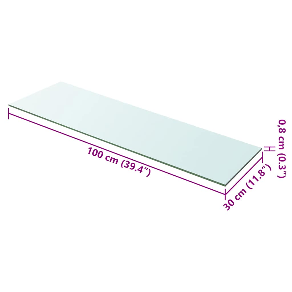 Shelf Panel Glass Clear 100x30 cm
