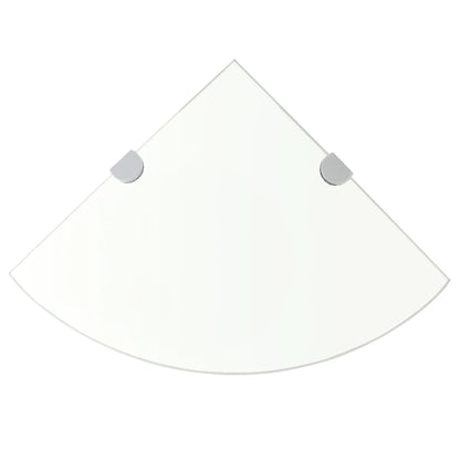 Corner Shelf with Chrome Supports Glass Clear 25x25 cm