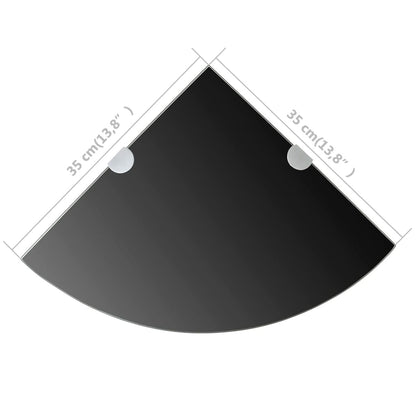 Corner Shelf with Chrome Supports Glass Black 35x35 cm