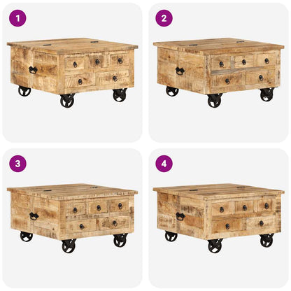 243979 vidaXL Coffee Table Rough Mango Wood 70x70x40 cm