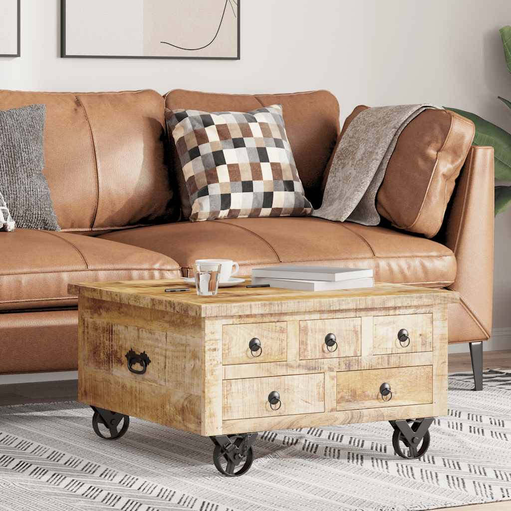 243979 vidaXL Coffee Table Rough Mango Wood 70x70x40 cm