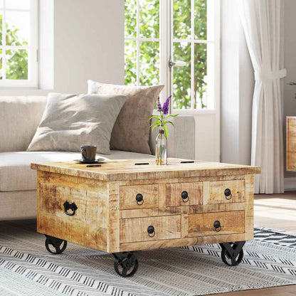 243979 vidaXL Coffee Table Rough Mango Wood 70x70x40 cm