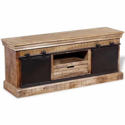 244019 vidaXL TV Cabinet with 2 Sliding Doors Solid Mango Wood 110x30x45 cm