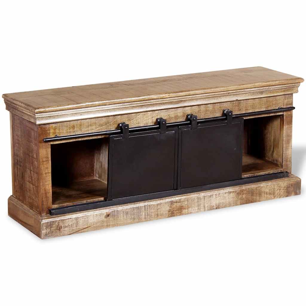 244019 vidaXL TV Cabinet with 2 Sliding Doors Solid Mango Wood 110x30x45 cm