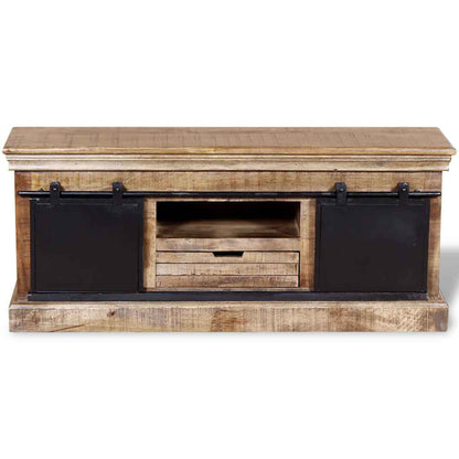244019 vidaXL TV Cabinet with 2 Sliding Doors Solid Mango Wood 110x30x45 cm