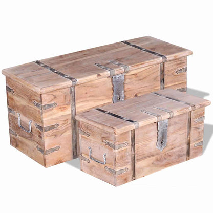 244054 vidaXL Two Piece Storage Chest Set Acacia Wood