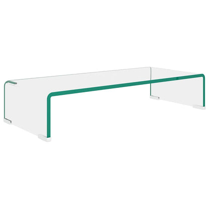 244127 vidaXL TV Stand/Monitor Riser Glass Clear 60x25x11 cm